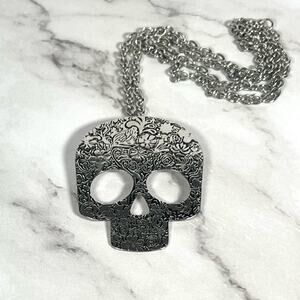 Black and silver sugar skull